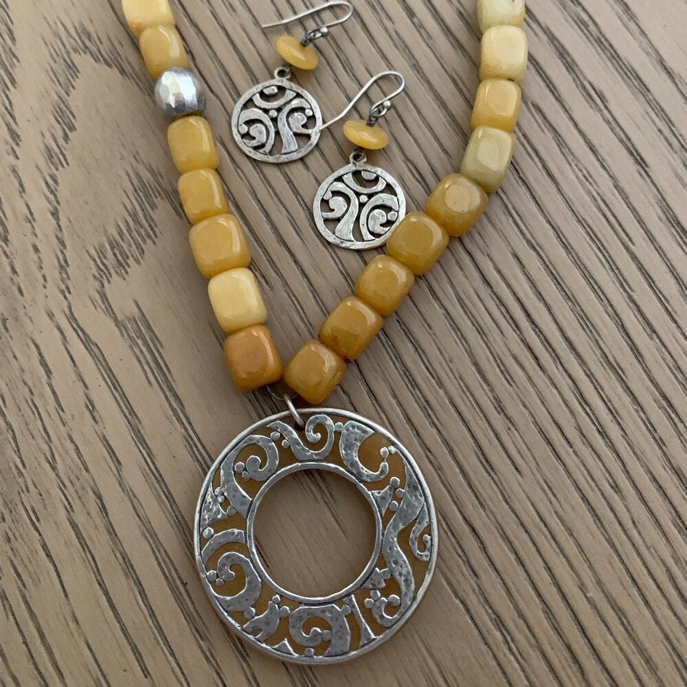 Silpada Necklace N1837 and Earring W1846 Set Serpentine and Sterling Silver